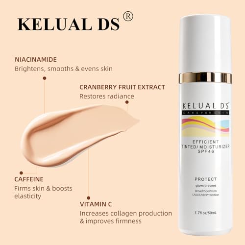 KELUAL DS Tinted Sunscreen SPF 46 - Anti-Aging Moisturizer, 1.7oz