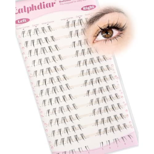 Calphdiar Bottom Lashes Naturtal 5-7MM Bottom Eyelash Clusters Clear Band Lower Individual Lashe CC Curl Cluster Eyelash Extensions Pre-Mapped Lash Clusters for Everyday Looks Easy to Use