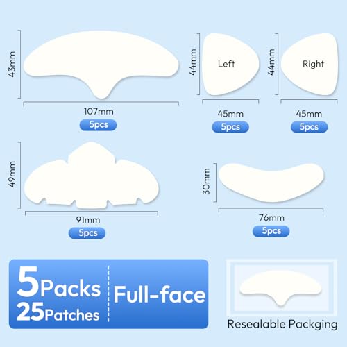 Full Face Pimple Patches(5 Pack),Big Hydrocolloid Acne Patches,Skin Care Zit Patches for Whole Face,Nose, Chin, Forehead & Cheeks w/Tea Tree Oil, Salicylic Acid & Cica Oil£¨5 Pack,25 Patches£©
