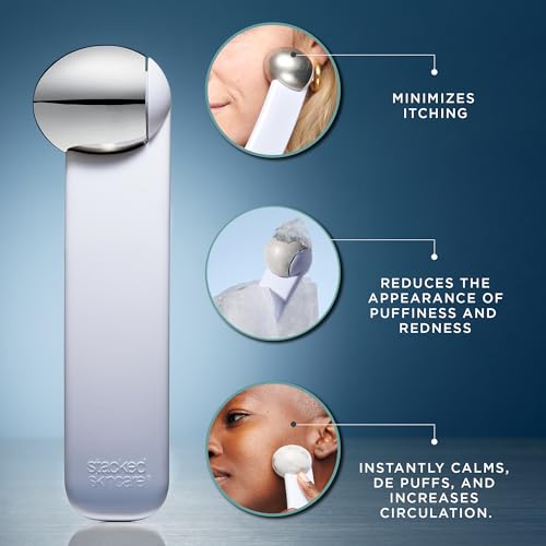 StackedSkincare Cryo Sculpting Ice Roller for Face & Eyes Stainless Steel Facial Ice Roller for Puffiness, Redness & Cooling Facial Massage Designed by an Aesthetician