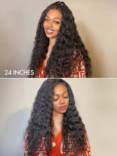 LUVME Water Wave Glueless Lace Front Wig 12 Inch, HD Transparent 7x6 Parting