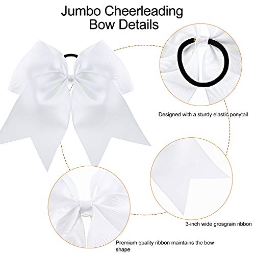 Jumbo Cheerleading Hair Bows 8 Inch White (2-Pack)