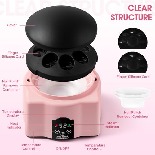 Automatic Upgraded Gel Nail Polish Removal Electric Steam Nail Remover Machine Set, Various Nail Gel Nail Chips Without Harming Hands Nail Art Tools Nail Remover Tools Set