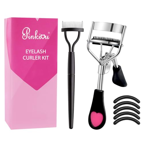 Pinkiou Eyelash Curler Set with Comb & Separator - Ergonomic Design