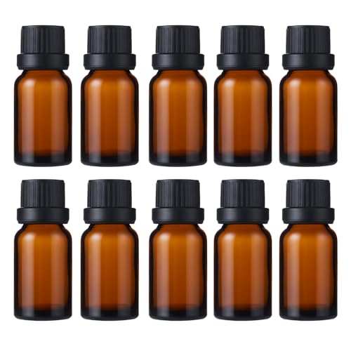 10ml Amber Glass Essential Oil Bottles with Dropper - 10 Pack