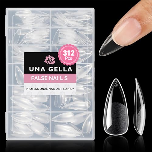 UNA GELLA Medium Stiletto Gel Nail Tips 312Pcs - B0-Medium Stiletto Edition