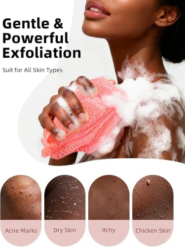 Pink & Purple African Knot Exfoliating Body Sponge - 2 Pack, Long Handle
