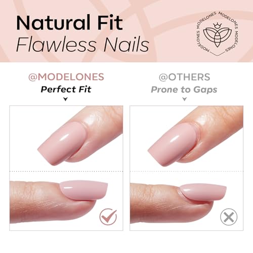Modelones Extra Short French Tip Press On Nails - 32 Pcs Kit