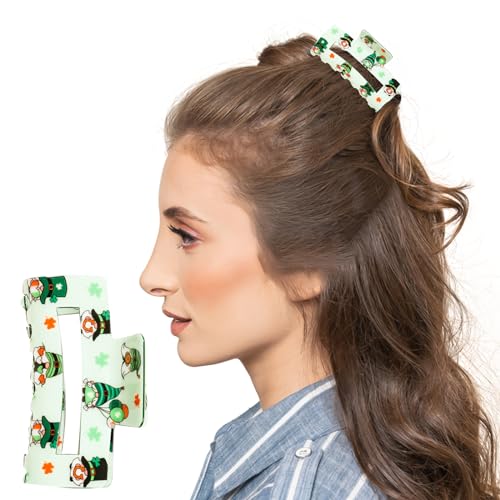 St. Patricks Day Hair Claw Clips, Shamrock Hair Clamp Ponytail Holder Hairpins Green Lucky Hair Grips For Irish Party Dress Up Prop Gift for Women Girls - (Beard)