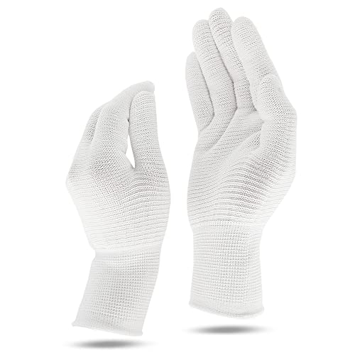 Youneedthat Nitrile Glove Liners for Eczema - 20-Count Safety Gloves with Non-Slip Grip, White, Food Prep