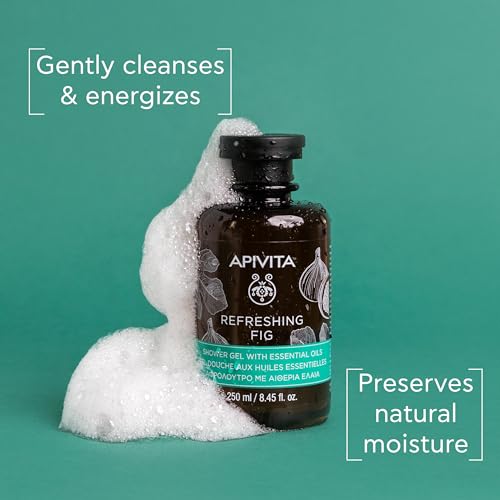 APIVITA Refreshing Fig Shower Gel | Moisturizing & Revitalizing Body Wash with Fig, Propolis & Essential Oils, 250 mL / 8.45 oz