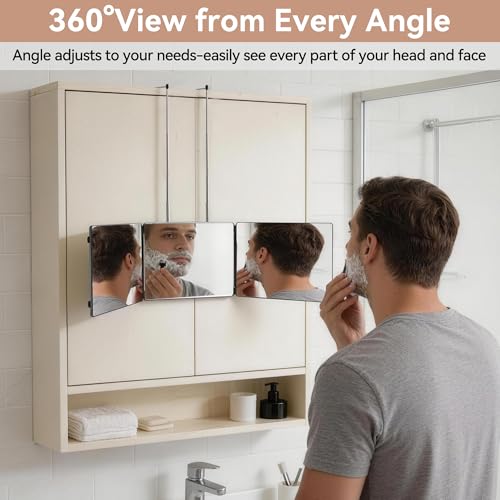 3-Way Trifold Mirror for Hair Cutting & Makeup - Portable & Adjustable