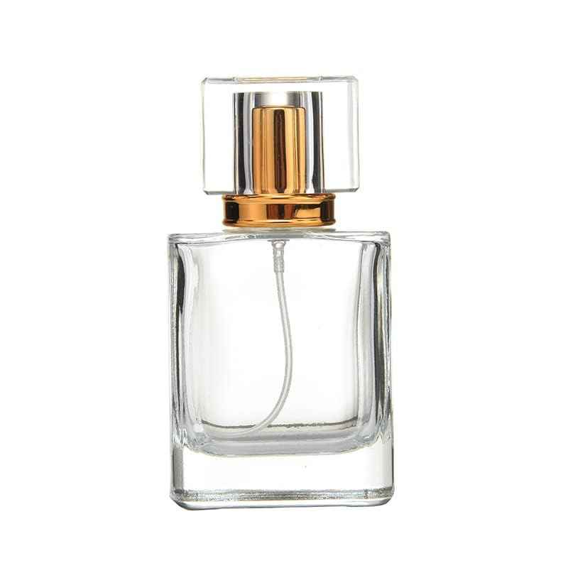 Enslz 50ml 1.7 OZ Refillable Glass Perfume Bottles Empty Travel Perfume Atomizer Perfume Spray Bottle with Funnels (Gold)