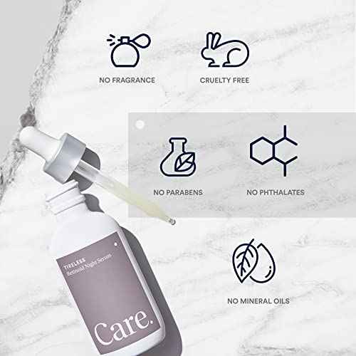 Care Skincare - Tireless Retinoid Serum for Face, Paraben-Free Vegan Night Serum with Hyaluronic Acid, Squalane, and Granactive Retinoid, Improves Dark Spots and Promotes Cell Renewal (1 oz)