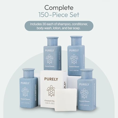Purely 150pc Hotel Toiletries Set - Travel Size Shampoo & Conditioner