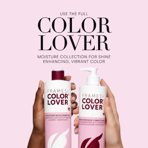 Framesi Color Lover Moisture Rich Conditioner - Hydrating Sulfate-Free Hair Care for Color-Treated Dry Hair with Quinoa & Coconut Oil, 16.9 Fl Oz
