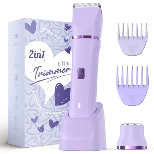 Risina Purple 2-in-1 Bikini & Face Trimmer for Women - Waterproof Electric Razor Kit