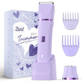 Risina Purple 2-in-1 Bikini & Face Trimmer for Women - Waterproof Electric Razor Kit