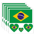 Brazil Flag Tattoo Stickers - 20 Pack Waterproof