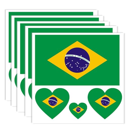 Brazil Flag Tattoo Stickers - 20 Pack Waterproof