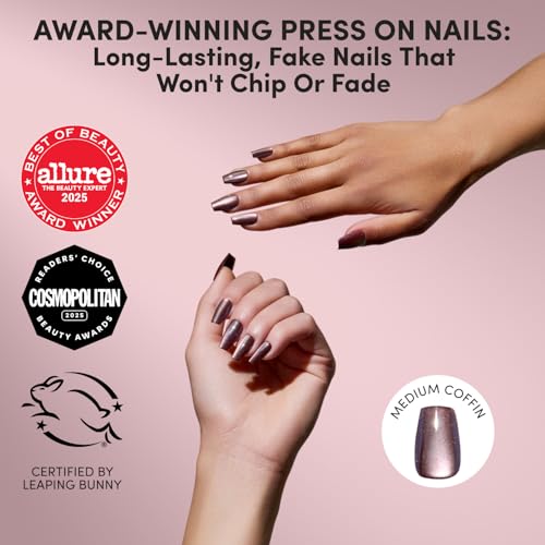 Glamnetic Brown Coffin Press On Nails - 30 Velvet Kit