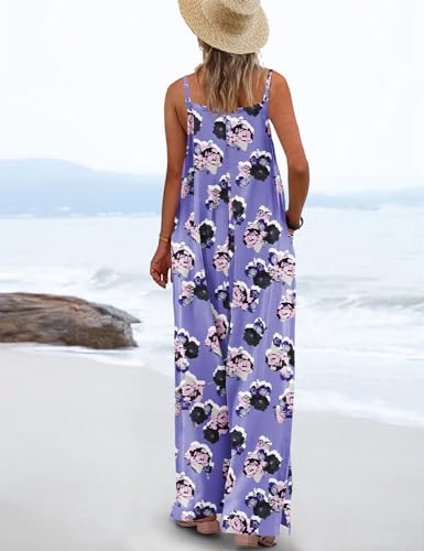 YESNO Women's Summer Boho Casual Jumpsuits Wide Leg Overalls Floral Print Baggy Rompers with Pockets XS PZZCR 453