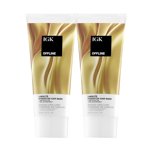 IGK OFFLINE 3-Minute Hydration Hair Mask ? Deep Conditioning Treatment for Dry & Damaged Hair ? Vegan & Cruelty-Free