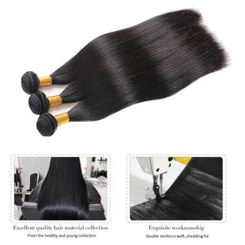 Human Hair Bundles 24 Inch Straight Bundles Human Hair 100% Unprocessed Brazilian Virgin Hair Bundles Natural Black Color Double Weft Straight Bundles For Women