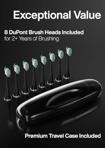 Aquasonic Black Series Electric Toothbrush with 8 Brush Heads