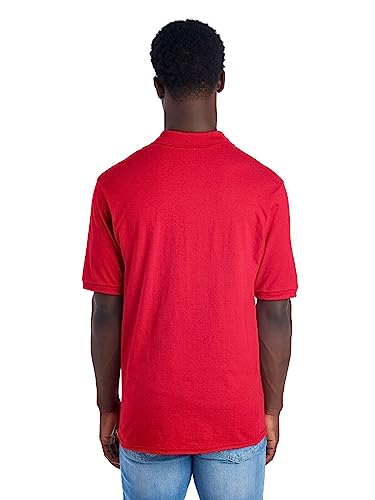 Jerzees Men's SpotShield Stain Resistant Polo Shirts (Short & Long, Short Sleeve-True Red, Small