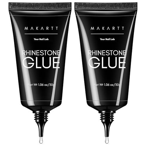 Makartt Rhinestone Glue Set - 2 x 30ml Medium Viscosity Nail Art Adhesive for Rhinestones & 3D Charms