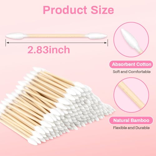 RAQEHO 300 Double-Pointed Cotton Swabs – Precision Bamboo Tips for Makeup & Cleaning