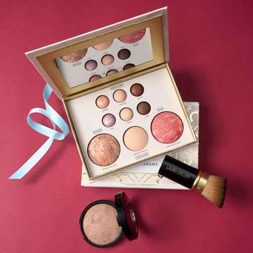 LAURA GELLER NEW YORK Baked Starter Kit- Baked Balance-n-Brighten, Medium + Best of the Best Tuscan Dreams Face Palette + Retractable Angled Kabuki Brush - Holiday 2025 Exclusive