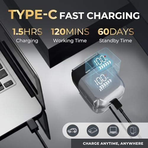 Electric Foil Shaver for Men - Mini Electric Razor for Face Shaving with 3 Floating Blades, USB-C Fast Charging Rechargeable Travel Razor, IPX7 Waterproof Wet Dry, LED Display, Travel Lock