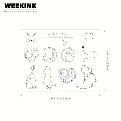 Cat Outline Temporary Tattoos – Minimalist Fake Tattoos