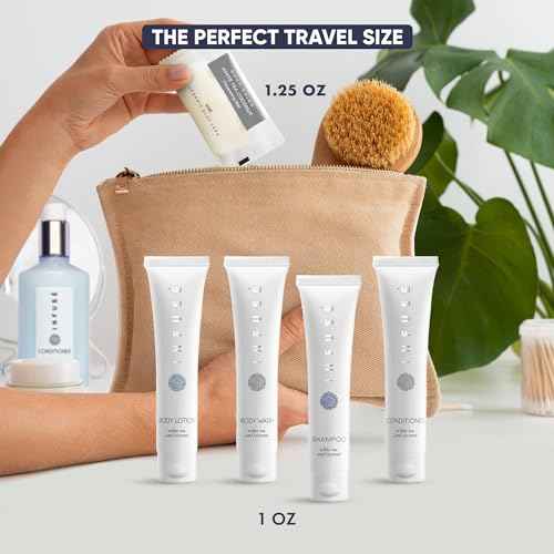 Infuse Pure White Tea and Coconut Hotel Soaps and Toiletries Bulk Set | 1-Shoppe All-In-Kit for Airbnb | 1oz Shampoo & Conditioner, Body Wash, Lotion & 1.25oz Bar Soap | Travel Size 300 Pieces