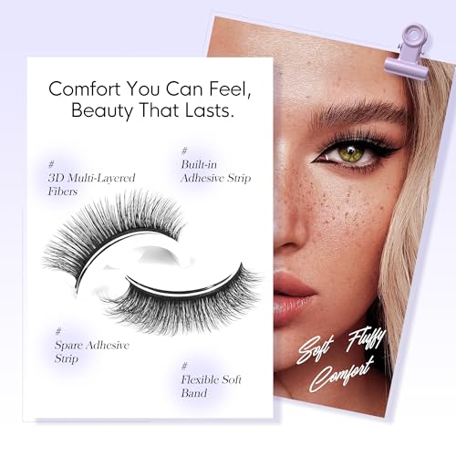 BEYELIAN Self Adhesive Eyelashes 5 Pairs Pre-glued No Glue Needed
