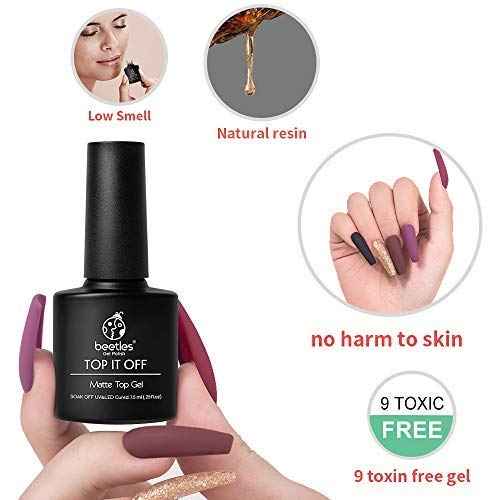 Beetles Blue Green Gel Nail Polish Kit - 6 Colors Misty Gray Dark Green Gel Polish With 3 Pcs Base coat No Wipe Top Coat - Matte Gel Top Coat