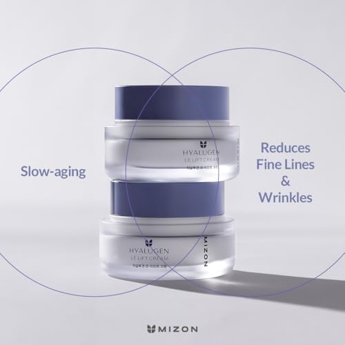 MIZON Hyalugen Le Lift Cream with Hyaluronic Acid and Marine Collagen Deep Hydration Total Care Youthful Skin Revitalizing Korean Skincare (1.69 oz)