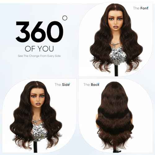 Chocolate Brown Lace Front Wig,13x6 HD Brown Body Wave Lace Frontal Wigs Human Hair Pre Plucked with baby hair, 210% Density Colored brown wig human hair for Women 22 inch