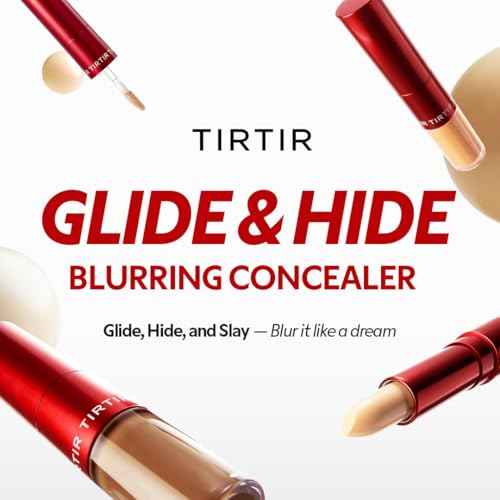TIRTIR Glide&Hide Blurring Concealer - Creamy texture, Conceals dark circles and wrinkles, Dual formula (liquid tip & balm stick), Long-lasting wear, Korean Makeup, #4.5N, 0.28 Oz
