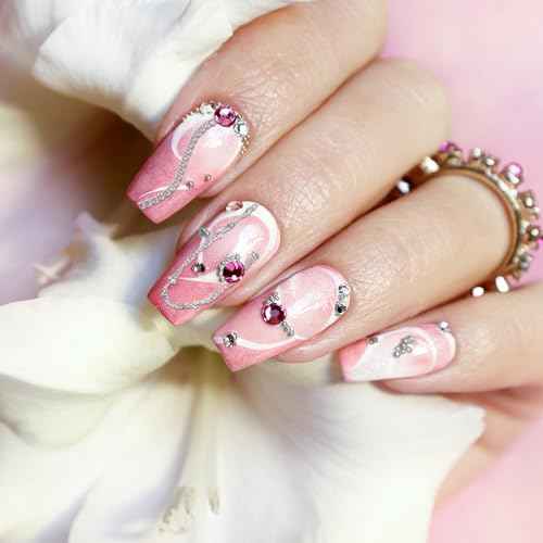 8 Strips Metal Chain Nail Art Charms - Silver Jewelry Chains 3D Decorations Supplies - Punk Studs Accessories for DIY Making Manicure Jewelry (Silver)