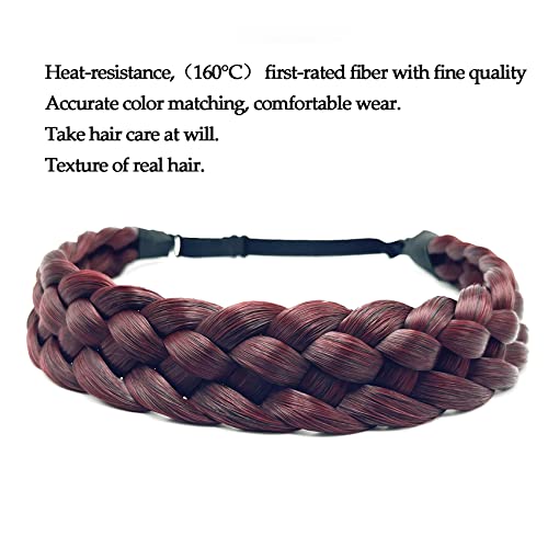 TOECWEGR 5 Strands Synthetic Hair Braided Headband Hairpiece Classic Chunky Wide Plaited Braids ElasticMulti Color Headband Ladies Beauty Hair Accessories …