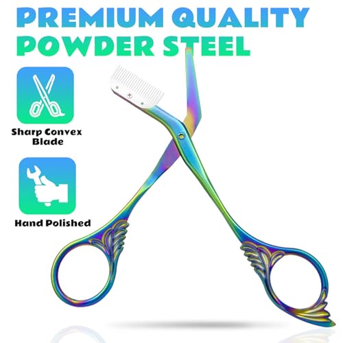 Eyebrow Trimmer Scissor With Comb, Eyebrow Trimmers, Professional Precision Eyebrow Trimmer, Eyebrow Trimmer Scissors with Combs, A Must-have Makeup Tool (Color Titanium)