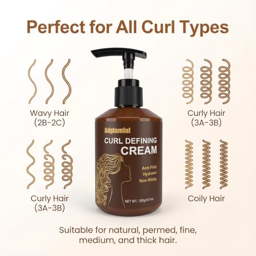 Adglamful Curl Defining Cream - Anti-Frizz Hydrating 8.81 fl oz