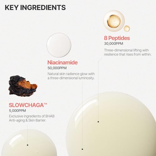 BHAB SLOWCHAGA Glow Firm Face & Eye Serum with Niacinamide, Peptides & Glutathione - Lifting, Firming, Glass Skin Glow, Deep Hydration & Barrier Support Korean Skincare 1.69 fl oz (50ml)