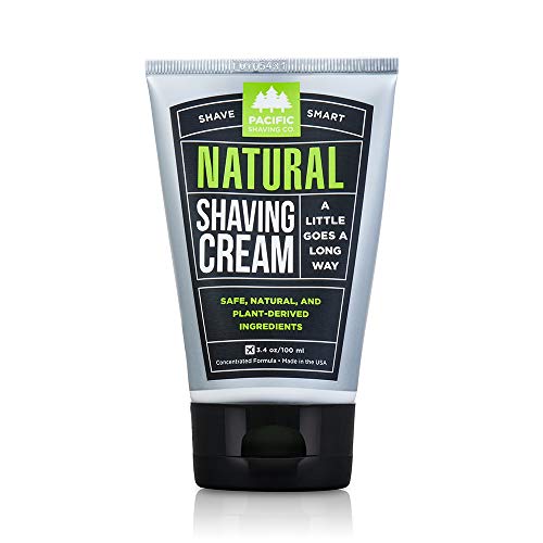 Pacific Shaving Company Natural Shaving Cream - Shea Butter + Vitamin E Shave Cream for Hydrated Sensitive Skin - Clean Formula for a Smooth, Anti-Redness + Irritation-Free Shave Cream (3.4 Oz)