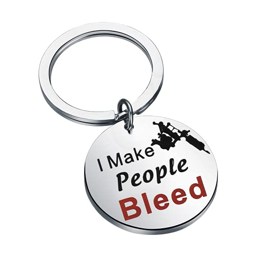 AKTAP Tattoo Lover Keychain - Tattooer Jewelry Body Art Modification Gift for Artists I Make People Bleed