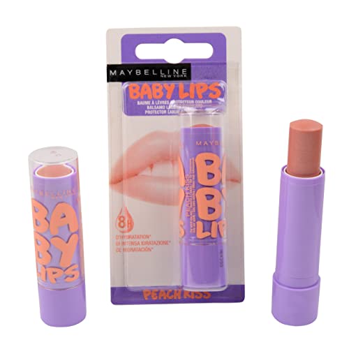 Maybelline Baby Lips Moisturizing Lip Balm SPF 20, Peach Kiss 0.15 oz (Pack of 2)