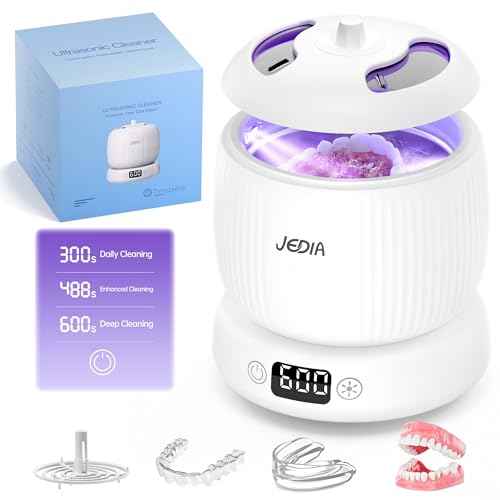 2025 Upgrade JEDIA Ultrasonic Retainer Cleaner Machine with 4 Modes ? 45kHz 180ML Ultrasonic Cleaner for Retainer, Denture, Mouth Guard, Jewelry, Ring, Leak-Proof Detachable Tank & Base, Easy-to-Clean